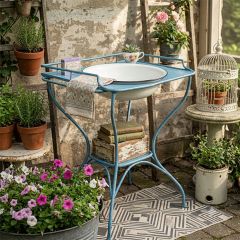 Large Square Wash Stand With Enamel Bowl