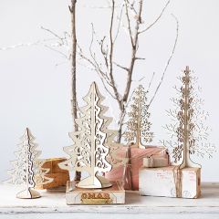 Laser Cut Interlocking Wood Tree Set of 2