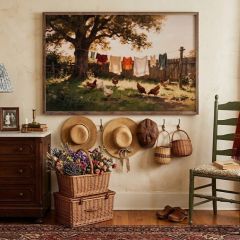 Laundry And The Chickens Framed Wall Decor