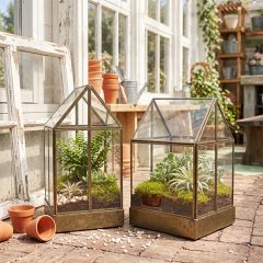 Leaded Glass Terrarium with Gable Roof