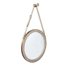 Leather Wrapped Mirror With Hanging Peg