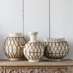 Leather Wrapped Paper Mache Vase