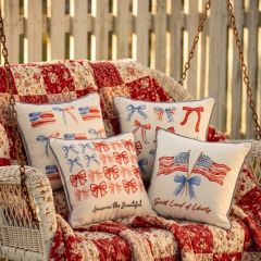 Liberty Bows and Flags Mini Pillow Set of 4