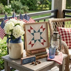 Liberty Star Quilt Block Framed Wall Decor