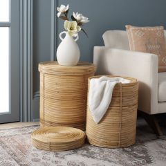 Lidded Basket Storage Table Set of 2