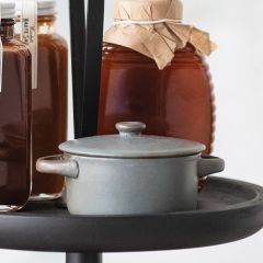 Lidded Reactive Glaze Stoneware Mini Baker