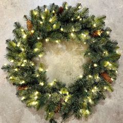 Lighted Artificial Spruce Wreath