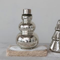 Lighted Mercury Glass Snowman Figurine