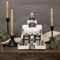 Lighted Snow Covered Country Church