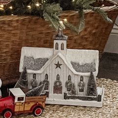 Lighted Snowy Barn