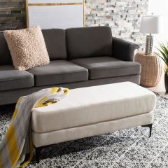 Linen Upholstered Cushioned Bench