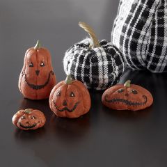 Little Stitched Pumpkin Face Set of 4