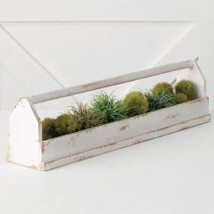 Long Rustic Wood Table Planter With Handle