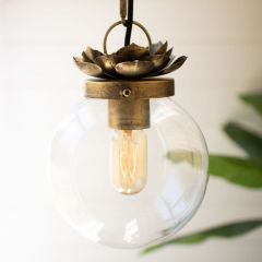 Lotus Leaves Round Globe Pendant Light