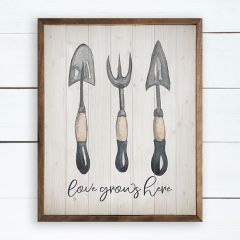 Love Grows Here Framed Sign