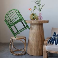 Mahogany Wood and Rattan Pub Table