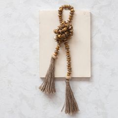 Mango Wood Bead Garland With Jute Tassels