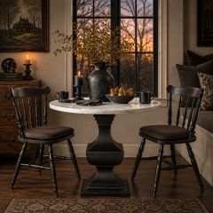 Marble and Gunmetal Pedestal Dining Table