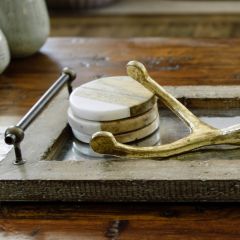 Marble and Mango Wood Coasters Set of 4