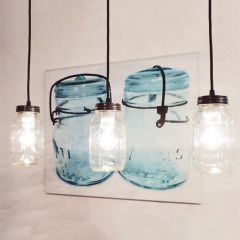 Mason Jar Track Lighting Pendant Trio