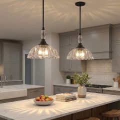 Matte Black Pendant Light with Clear Glass Shade