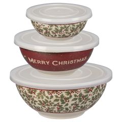 Merry Christmas Storage Bowl Set of 3