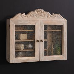 Mesh Door Wood Wall Cabinet