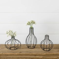 Metal Cage Tube Vase Set of 3