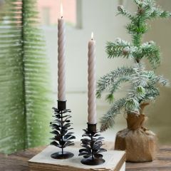Metal Pinecone Taper Holder Set of 2