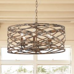 Metal Ribbons Drum Pendant Light