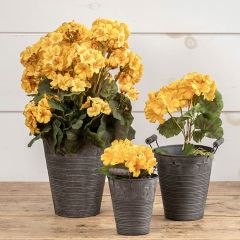Metal Star Bucket With Wood Handles Set of 3