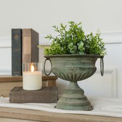 Metal Urn Vase With Ring Handles