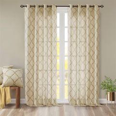 Metallic Gold Geometric Print Curtain Panel