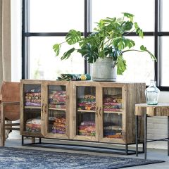 Mid Century Modern 4 Door Farmhouse Cabinet