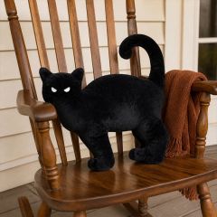 Midnight Velvet Black Cat Accent Pillow