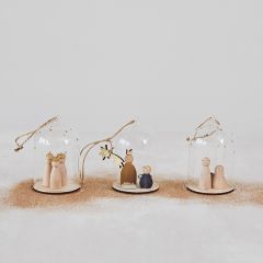 Mini Cloche Nativity Ornament Set of 3