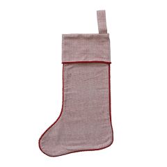 Mini Red Pom Pom Trimmed Stocking Set of 2