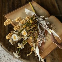 Miniature Faux White Daisy and Heather Pick