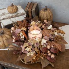 Mixed Autumn Foliage Candle Ring
