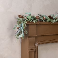 Mixed Forest Foliage Iced Garland