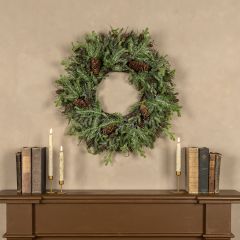 Mixed Pine Glittered Wreath 24 Inch