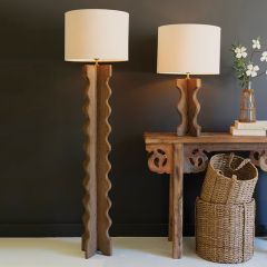 Modern Accent Wavy Wood Lamp