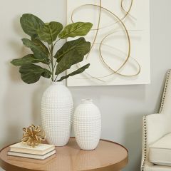 Modern Ceramic Round Vase Set of 2