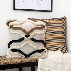 Modern Farmhouse Fringe Pattern Throw Pillow