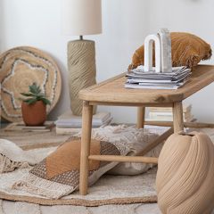 Modern Farmhouse Natural Cane Bench