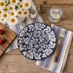 Modern Floral Motif Stoneware Salad Plate Set of 4