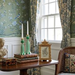 Modern Green Stripe Candle Holders Set of 2