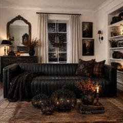 Modern Luxe Black Leather Sofa