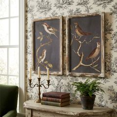 Modern Rustic Bird on Branches Framed Print Set of 2
