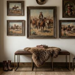 Modern Rustic Leather Upholstered Bench Seat